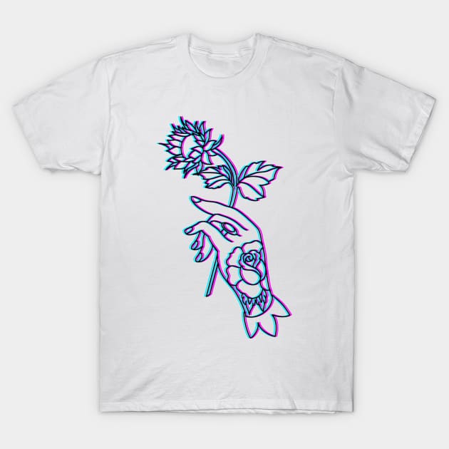 3D style Trippy Hand tattoo art T-Shirt by HAPHEART.COM